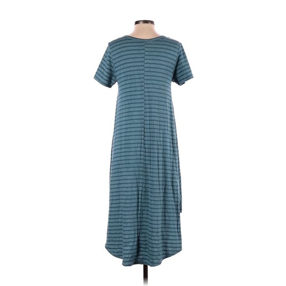 LuLaRoe Carly Swing Dress High/Low Size XS (Oversized) Blue Stripe - Picture 2 of 2